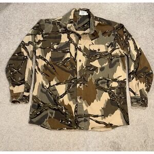 Vintage Predator Camouflage Button Up Camo Shirt Hunting Size Large Made In USA